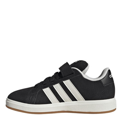 Black - Back - Adidas Childrens-Kids Noughties Suede Court Trainers