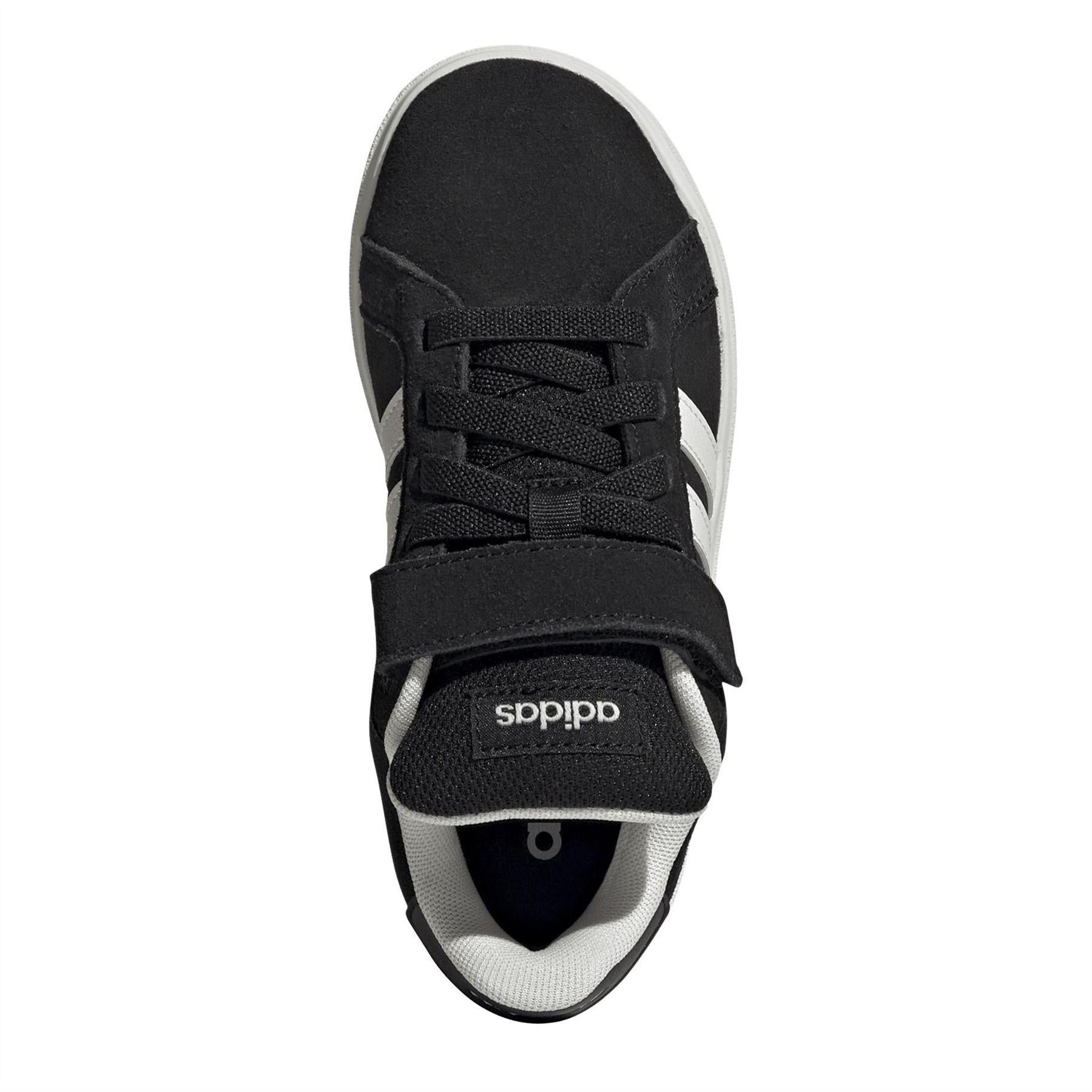 Black - Pack Shot - Adidas Childrens-Kids Noughties Suede Court Trainers