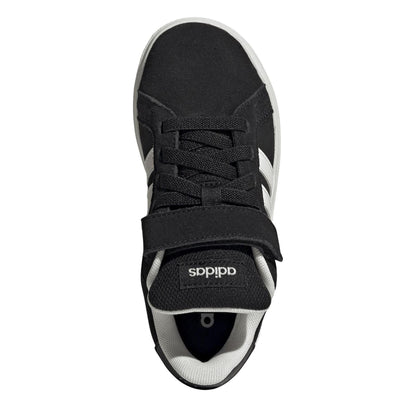 Black - Pack Shot - Adidas Childrens-Kids Noughties Suede Court Trainers
