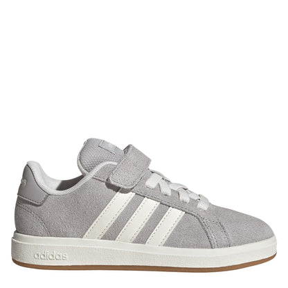Grey - Front - Adidas Childrens-Kids Noughties Suede Court Trainers