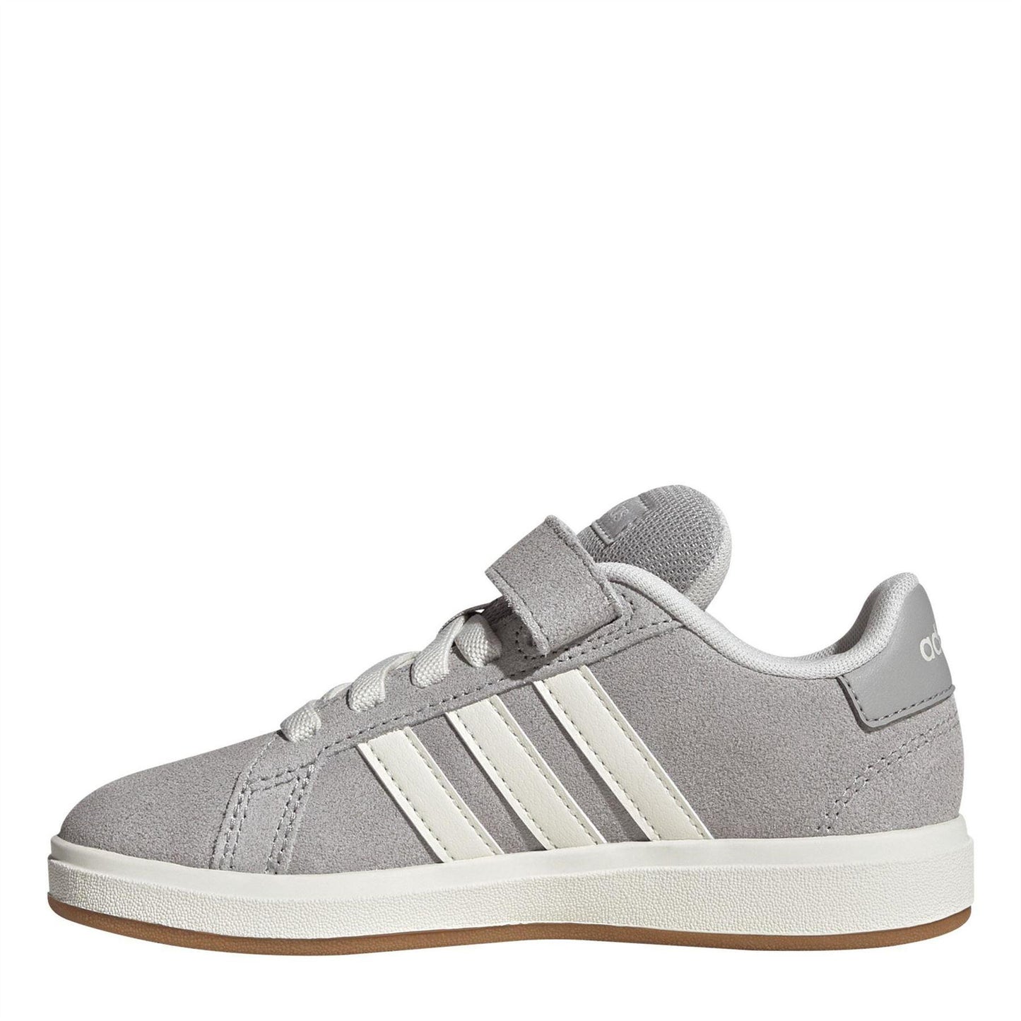Grey - Back - Adidas Childrens-Kids Noughties Suede Court Trainers
