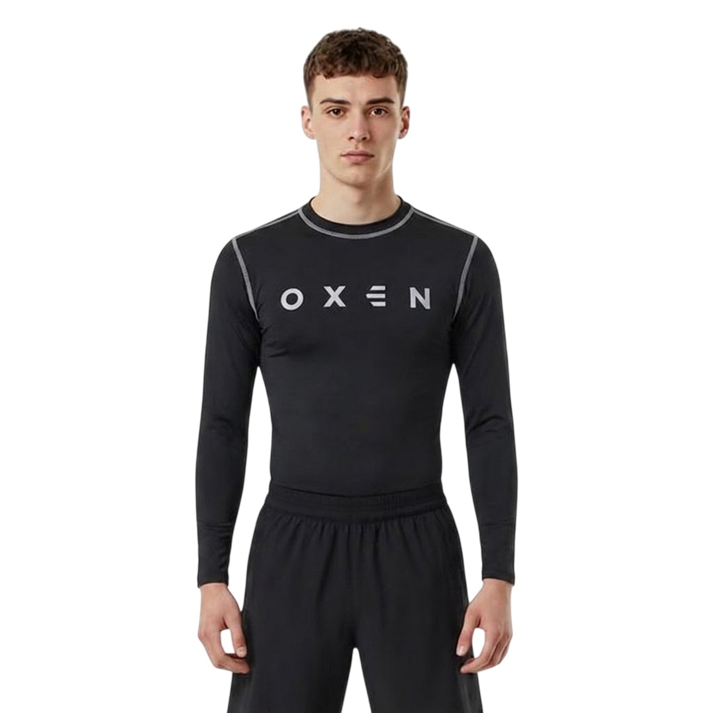 Black - Side - OXEN Childrens-Kids Base Layer Top