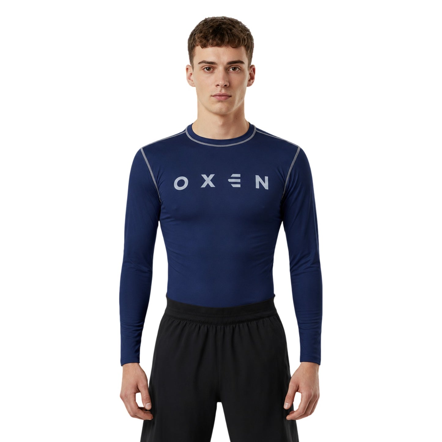Navy - Side - OXEN Childrens-Kids Base Layer Top