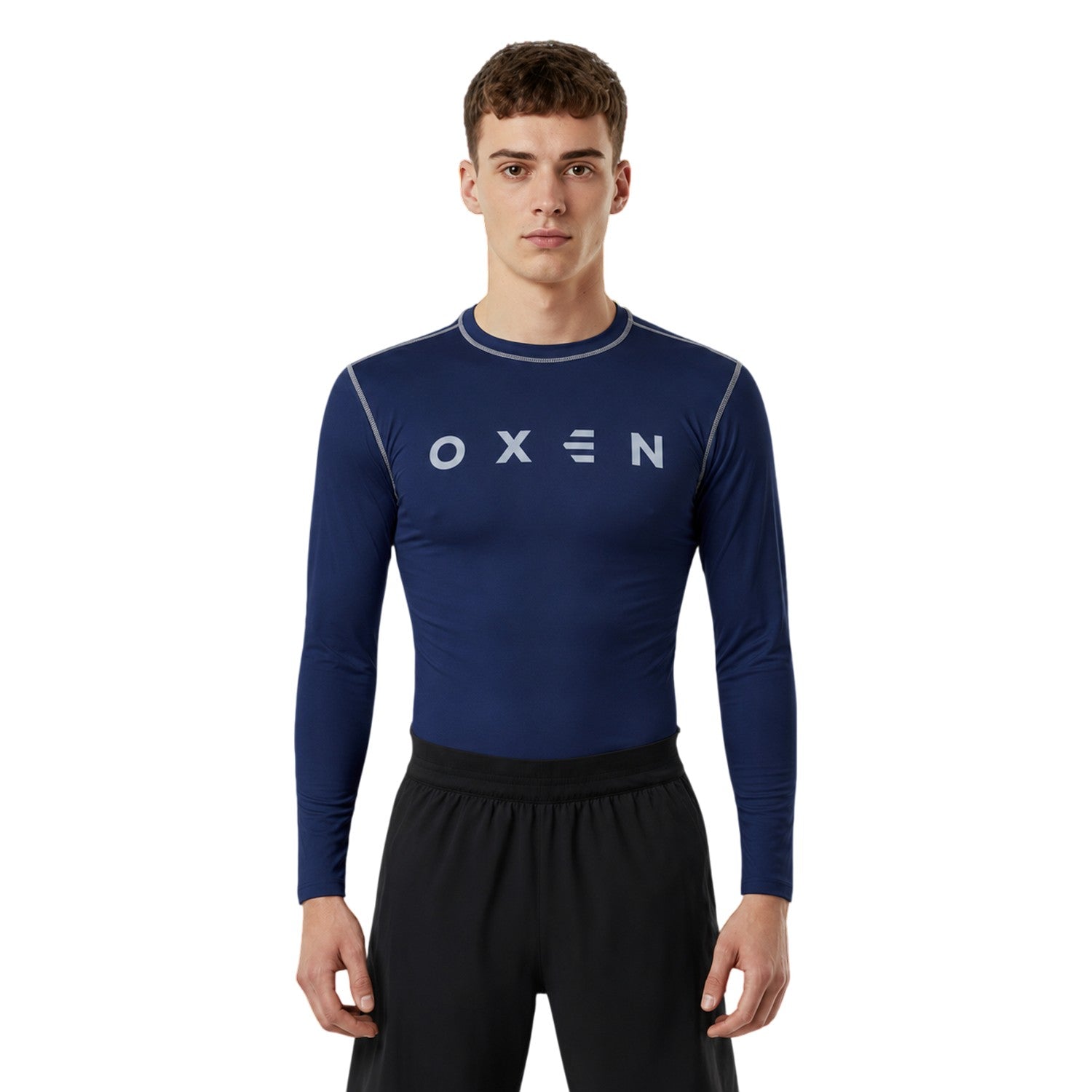 Navy - Side - OXEN Childrens-Kids Base Layer Top