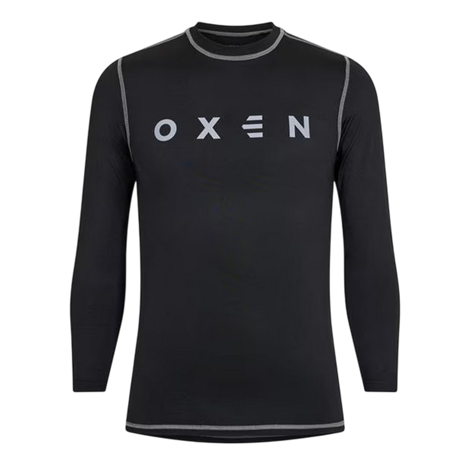 Black - Front - OXEN Childrens-Kids Base Layer Top