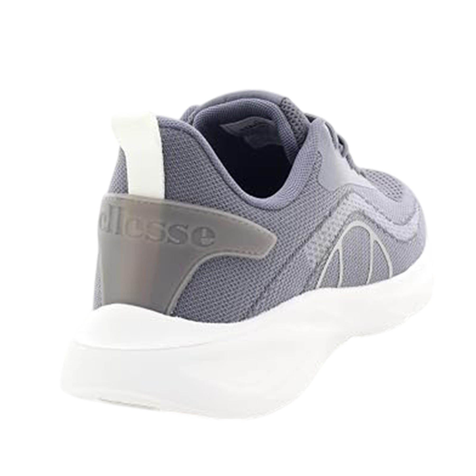 Grey - Back - Ellesse Mens Como Leather Flat Trainers