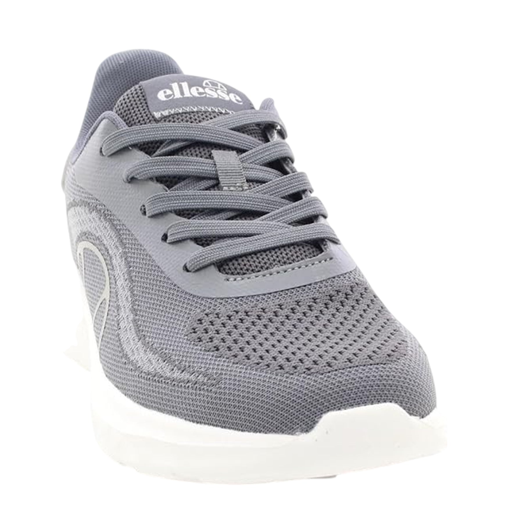 Grey - Side - Ellesse Mens Como Leather Flat Trainers