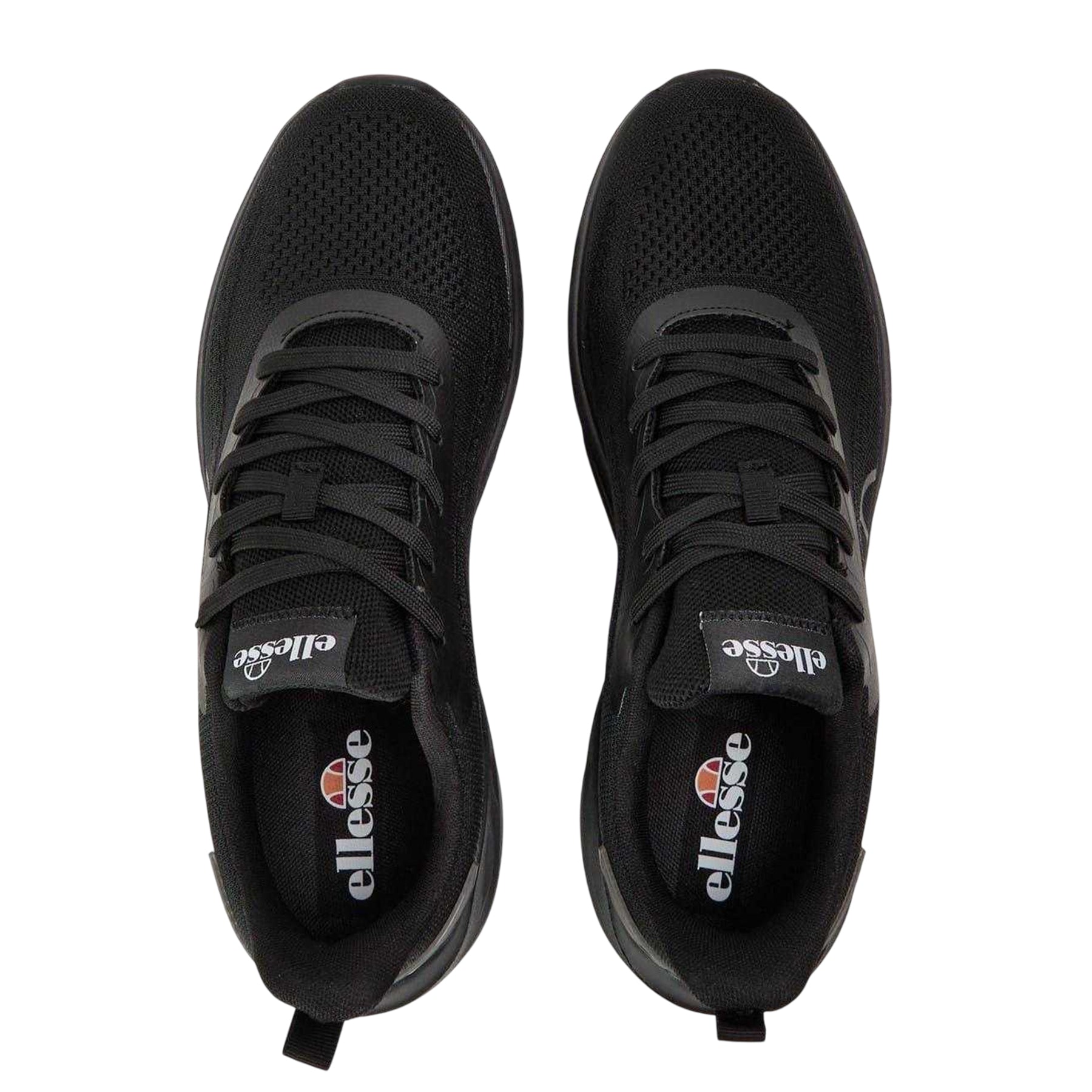Solid Black - Side - Ellesse Mens Como Leather Flat Trainers