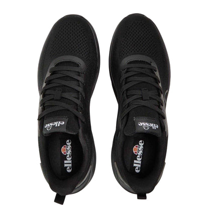 Solid Black - Side - Ellesse Mens Como Leather Flat Trainers