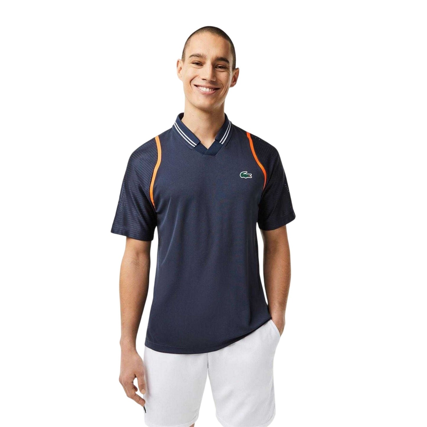 Night Blue - Front - Lacoste Mens Contrast Detail Polo Shirt