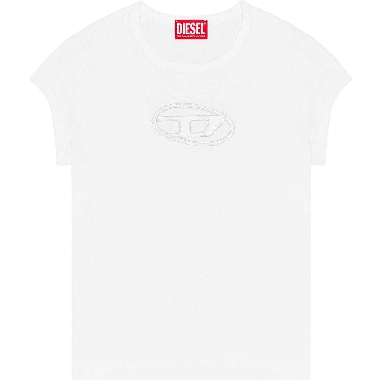 White - Front - Diesel Womens-Ladies T-Angie Oval Logo T-Shirt