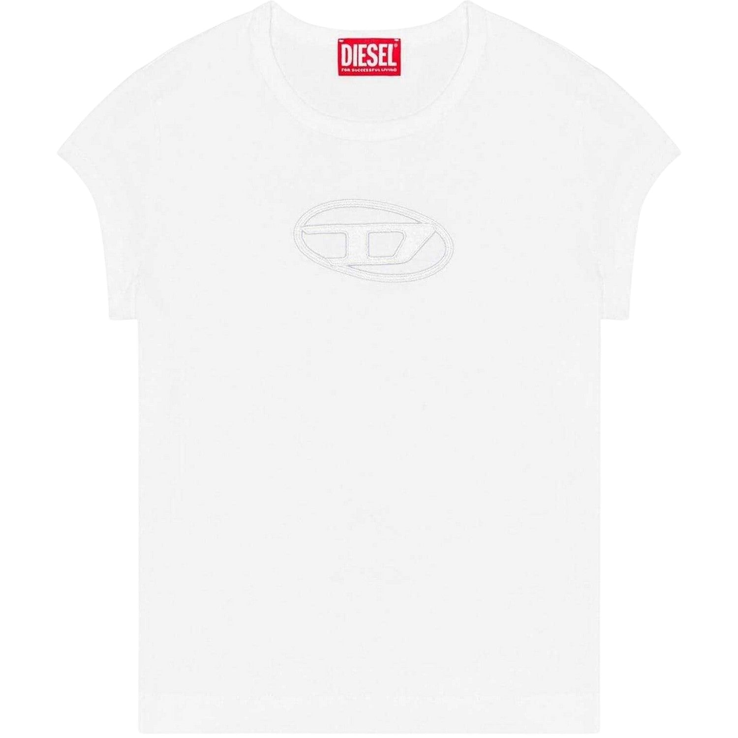 White - Front - Diesel Womens-Ladies T-Angie Oval Logo T-Shirt
