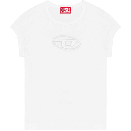 White - Front - Diesel Womens-Ladies T-Angie Oval Logo T-Shirt