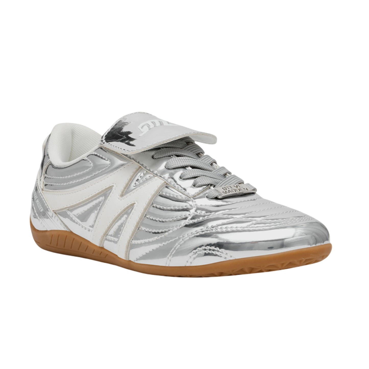 Silver - Front - Steve Madden Womens-Ladies Metallic Trainers