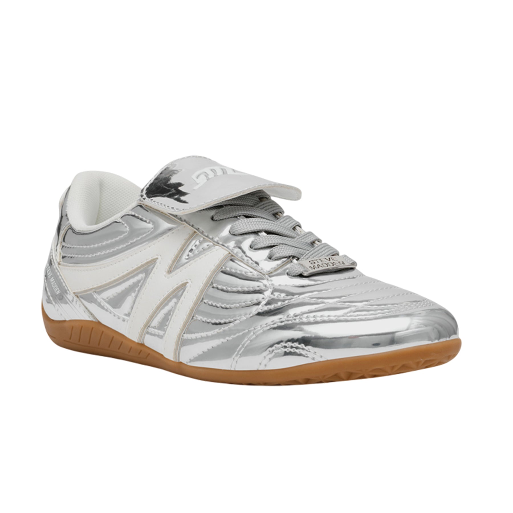 Silver - Front - Steve Madden Womens-Ladies Metallic Trainers