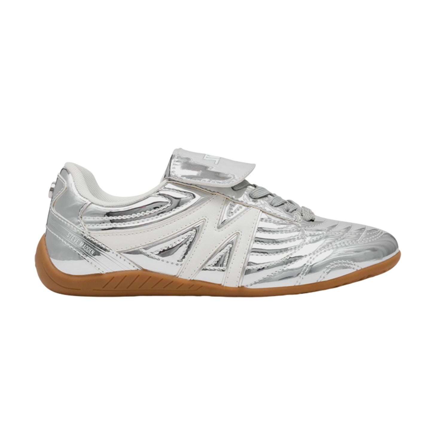 Silver - Side - Steve Madden Womens-Ladies Metallic Trainers