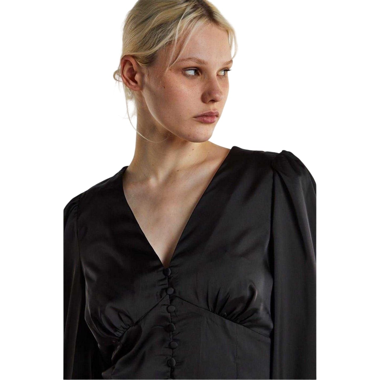 Black - Lifestyle - Glamorous Womens-Ladies Ruched Satin Blouse
