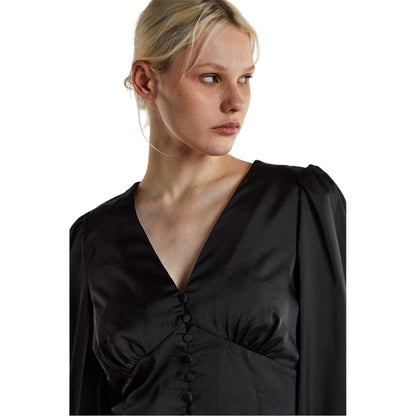 Black - Lifestyle - Glamorous Womens-Ladies Ruched Satin Blouse