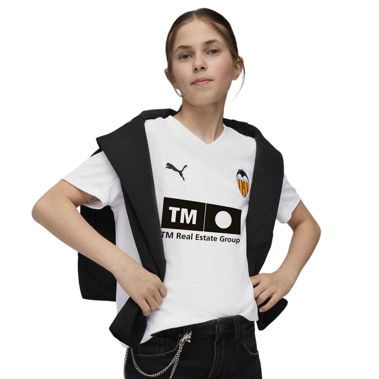 White - Lifestyle - Valencia CF Childrens-Kids 25-26 Puma Home Shirt