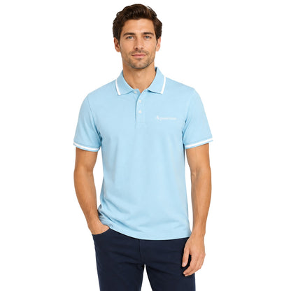 Sky Blue - Lifestyle - Aquascutum Mens Tipped Polo Shirt