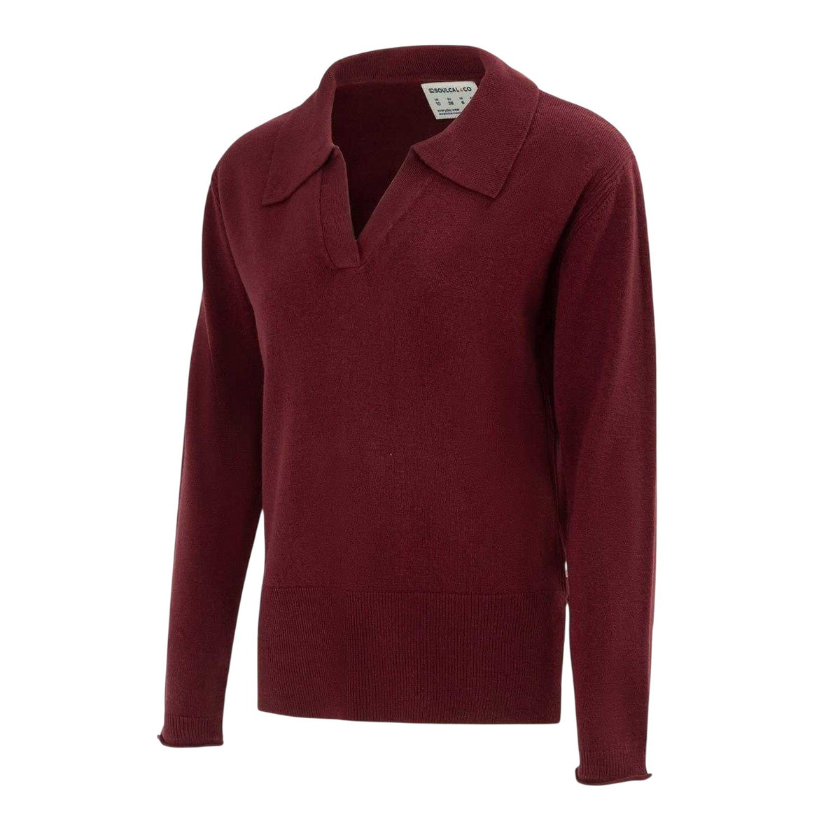 Burgundy - Side - SoulCal Womens-Ladies Acrylic Polo Shirt