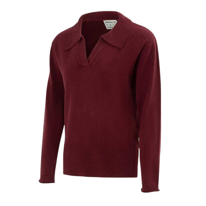 Burgundy - Side - SoulCal Womens-Ladies Acrylic Polo Shirt