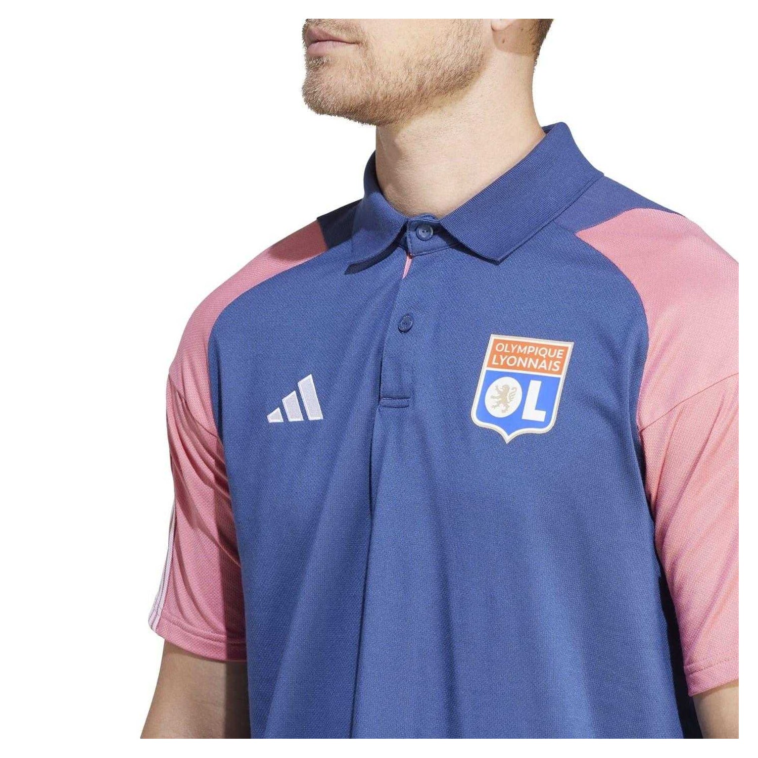 Indigo - Side - Adidas Mens Tiro 23 Olympique Lyonnais Polo Shirt