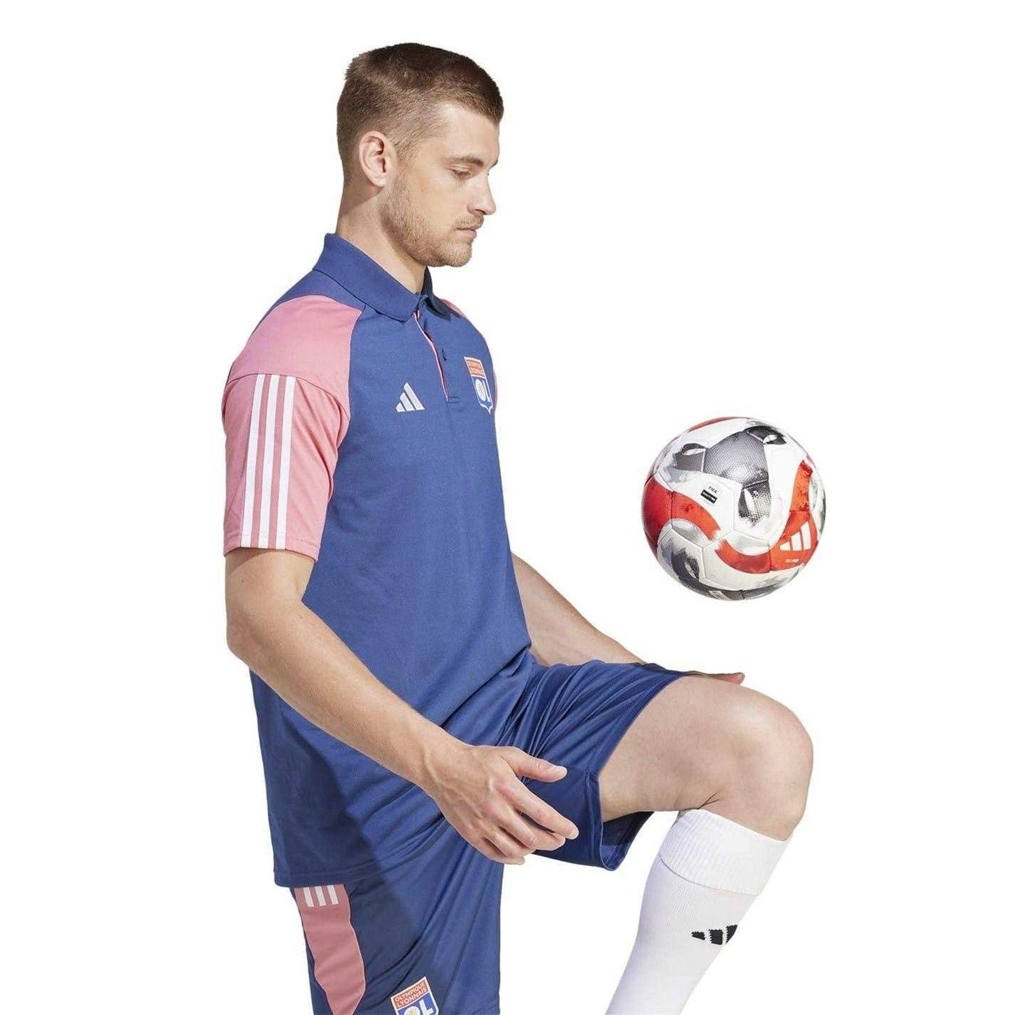 Indigo - Pack Shot - Adidas Mens Tiro 23 Olympique Lyonnais Polo Shirt