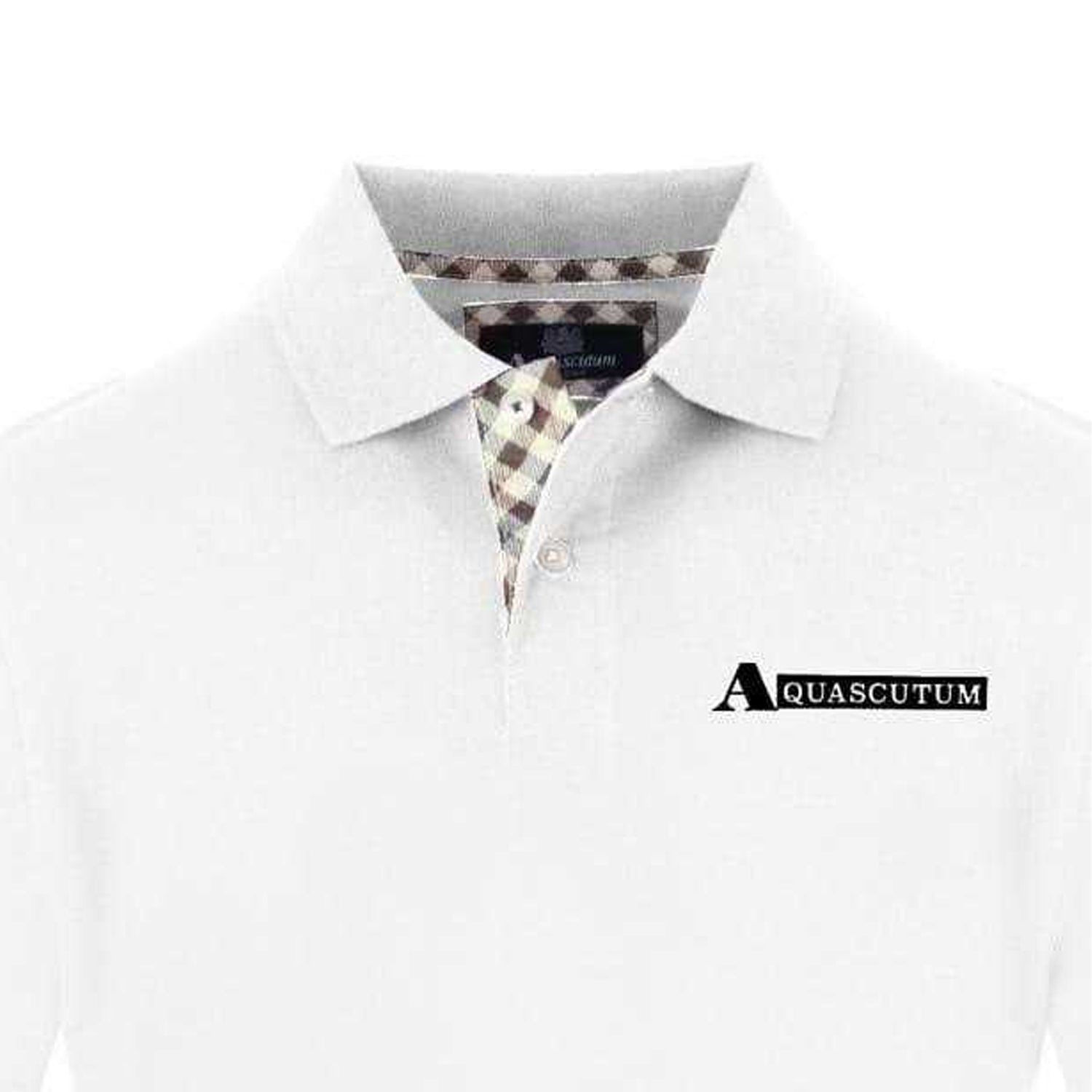 White - Side - Aquascutum Mens Logo Polo Shirt