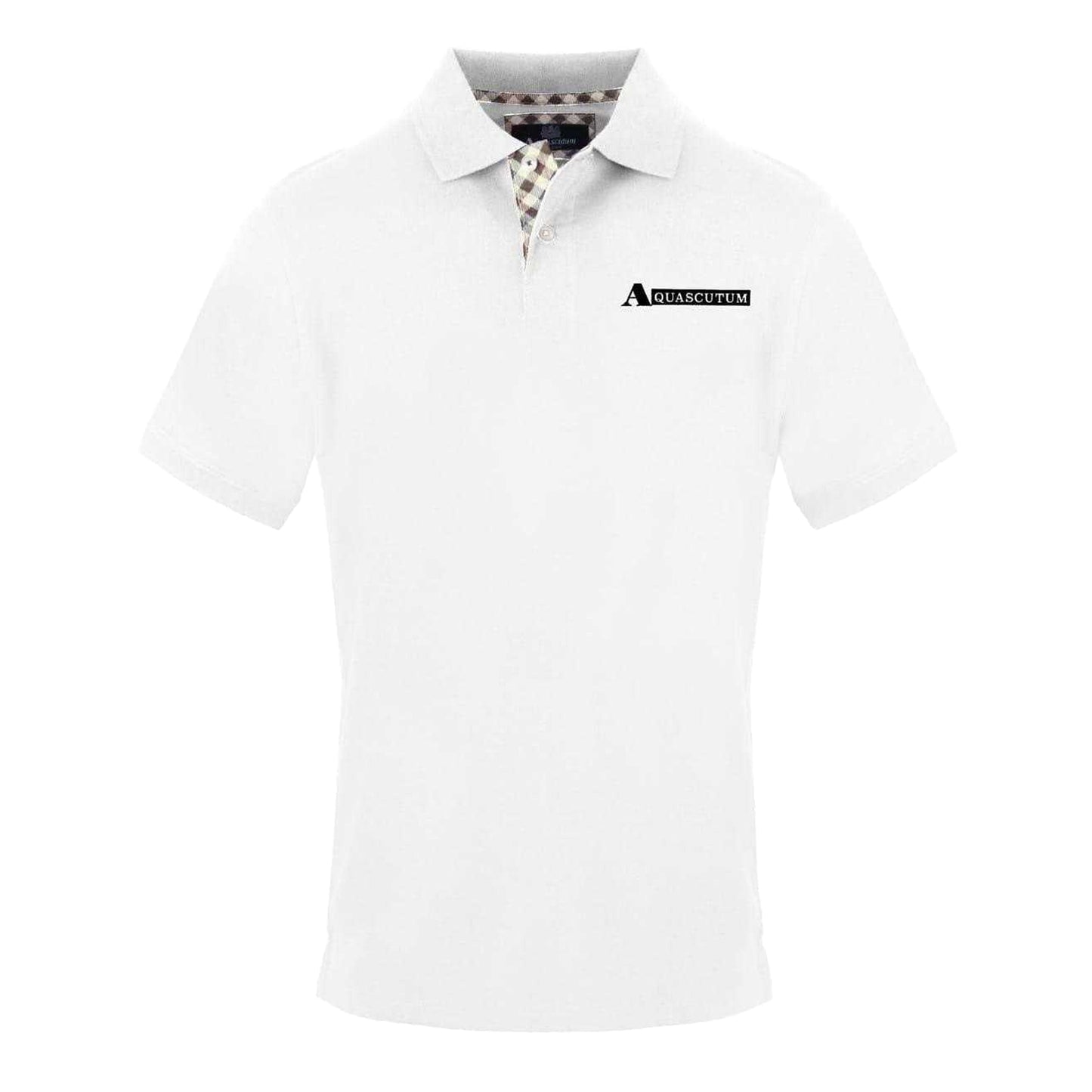 White - Front - Aquascutum Mens Logo Polo Shirt