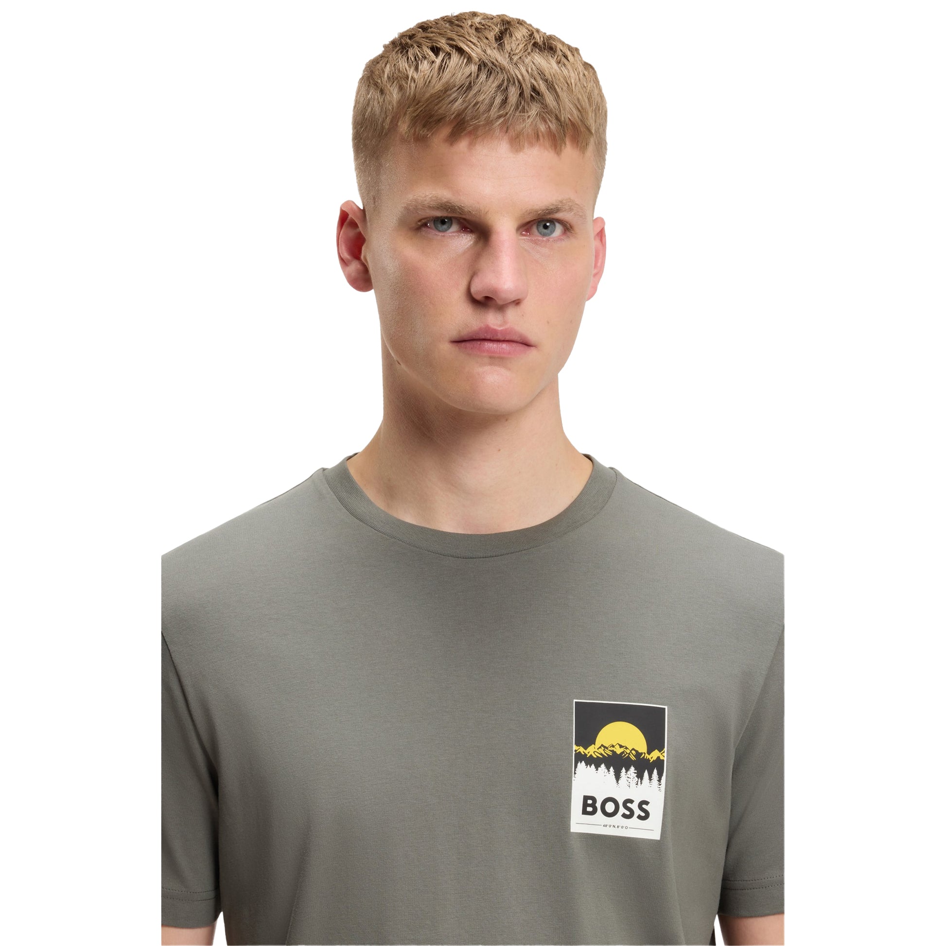 Grey - Side - Boss Mens Mountain Jersey T-Shirt