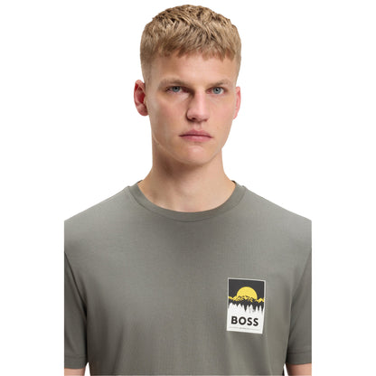 Grey - Side - Boss Mens Mountain Jersey T-Shirt
