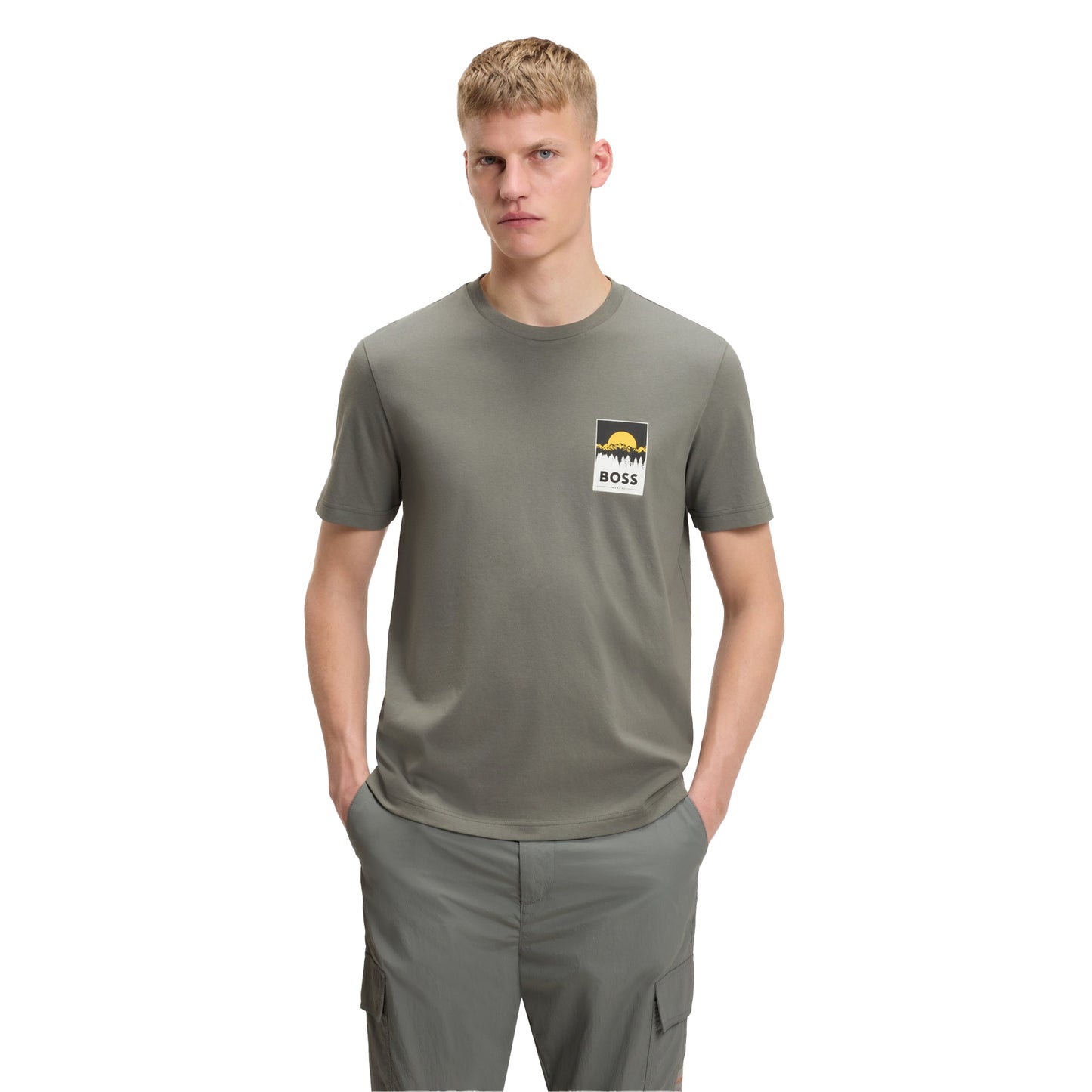 Grey - Lifestyle - Boss Mens Mountain Jersey T-Shirt