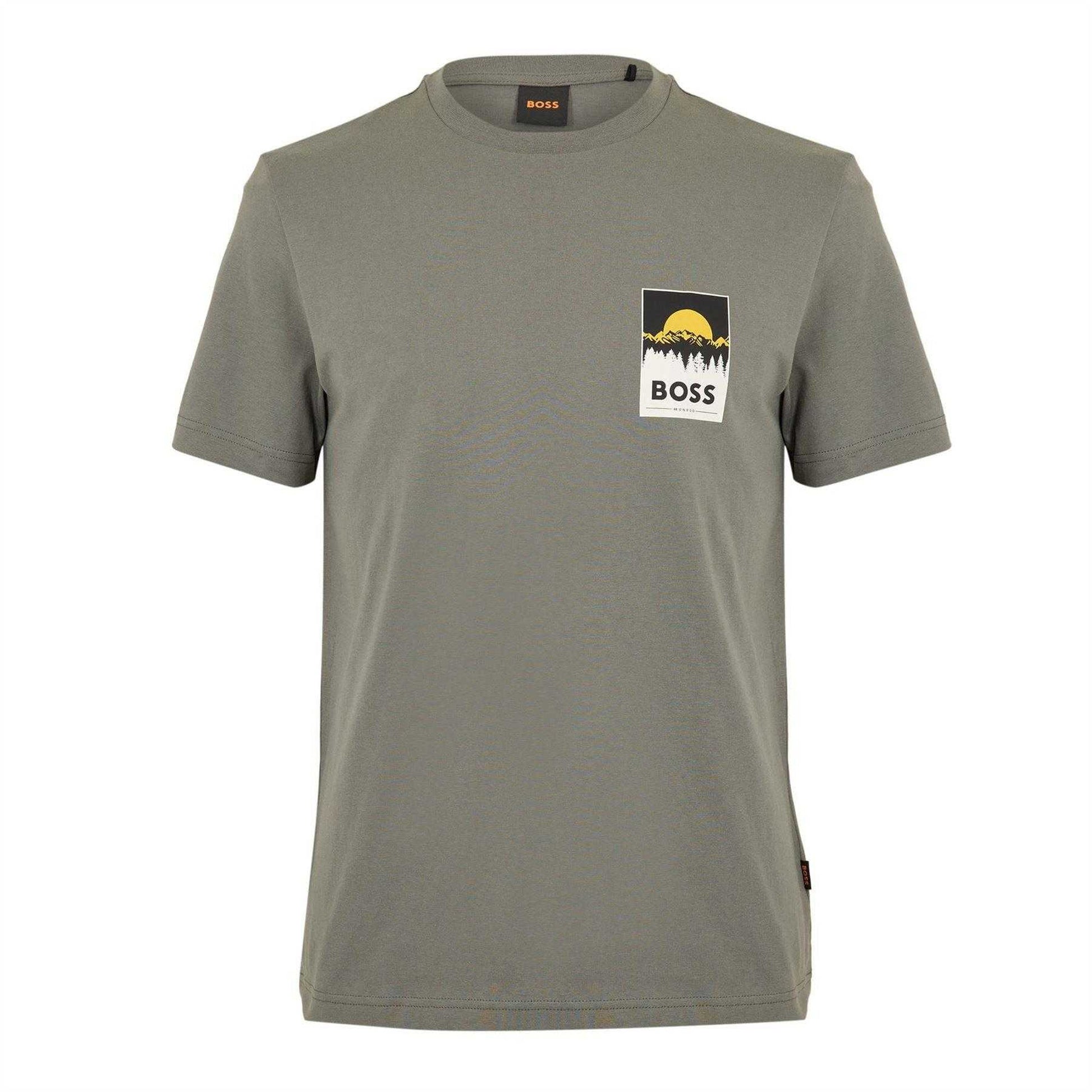 Grey - Front - Boss Mens Mountain Jersey T-Shirt