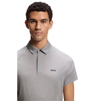Grey - Side - Boss Mens Performance Slim Polo Shirt