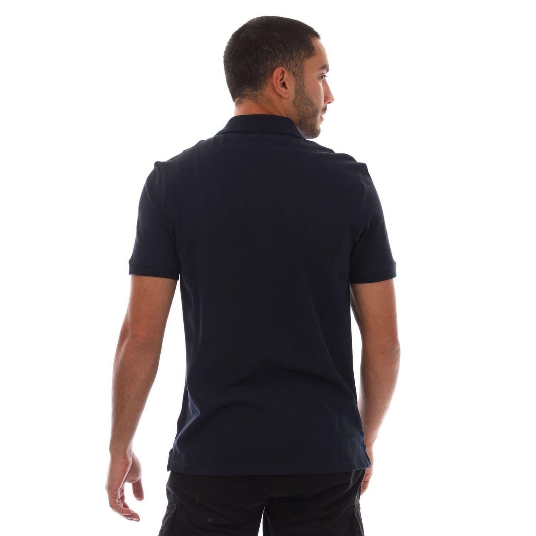 Navy - Back - Tommy Jeans Mens Embroidered Logo Polo Shirt