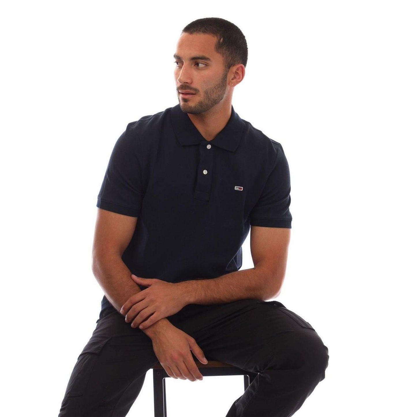 Navy - Lifestyle - Tommy Jeans Mens Embroidered Logo Polo Shirt