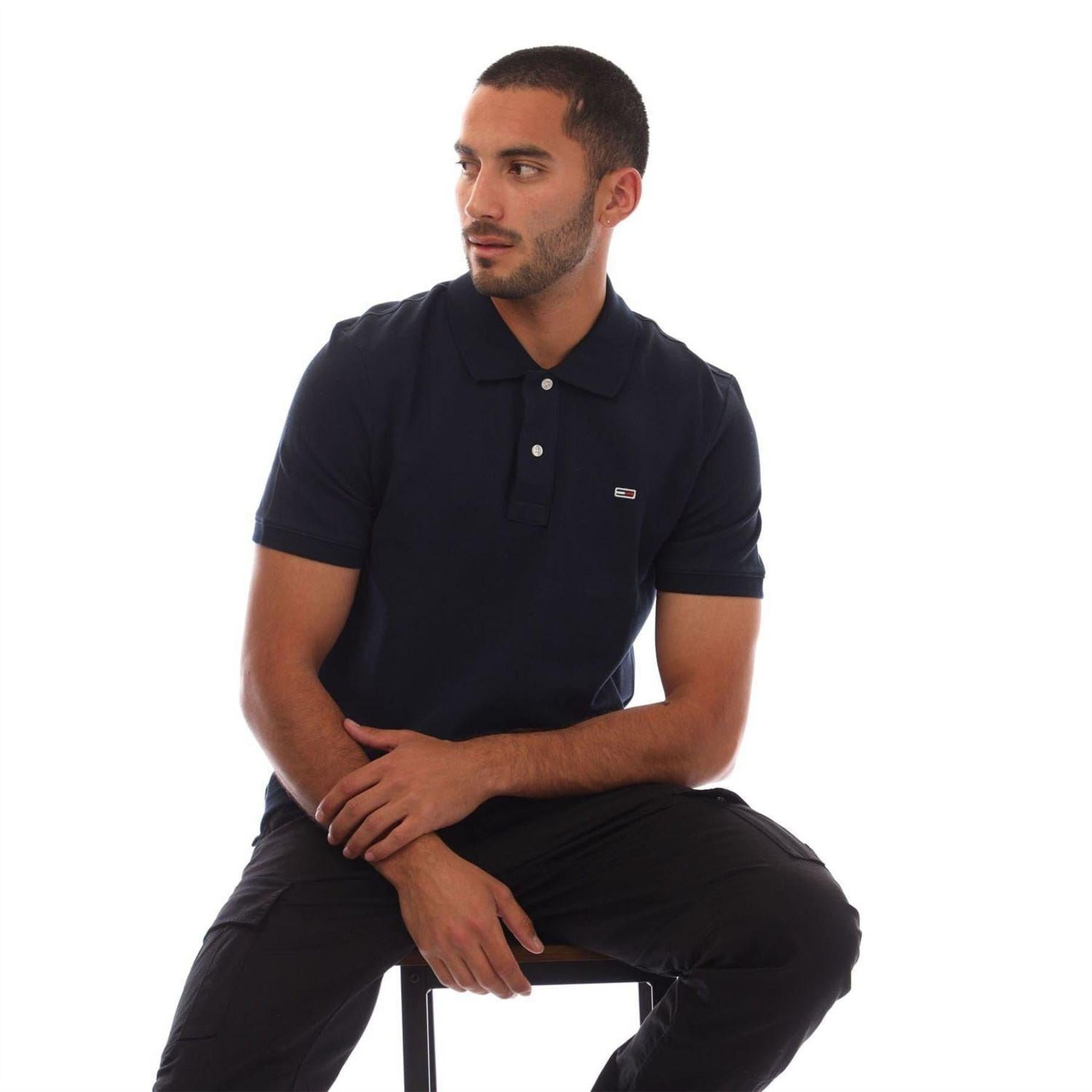 Navy - Lifestyle - Tommy Jeans Mens Embroidered Logo Polo Shirt