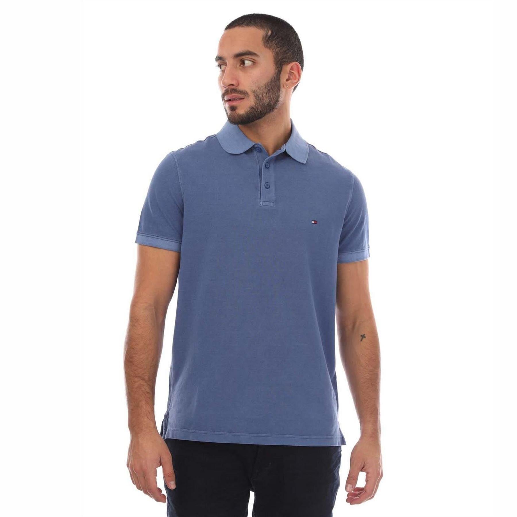 Blue - Front - Tommy Hilfiger Mens Slim Polo Shirt