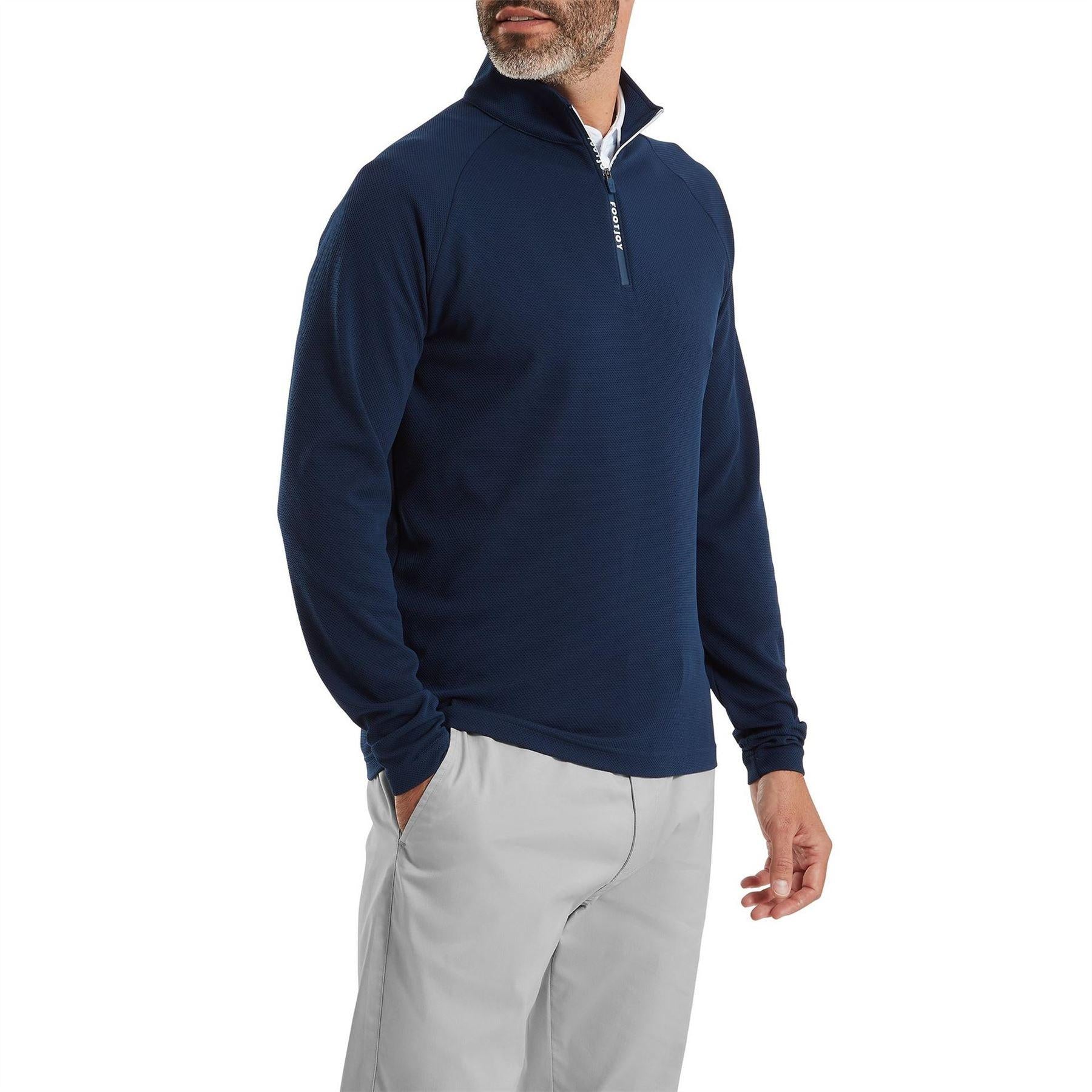 Blue - Side - FootJoy Mens Wordmark Golf Midlayer