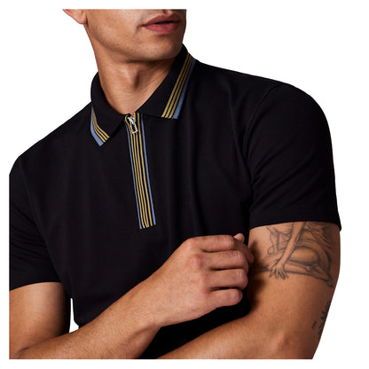 Black - Side - Paul Smith Mens Quarter Zip Polo Shirt