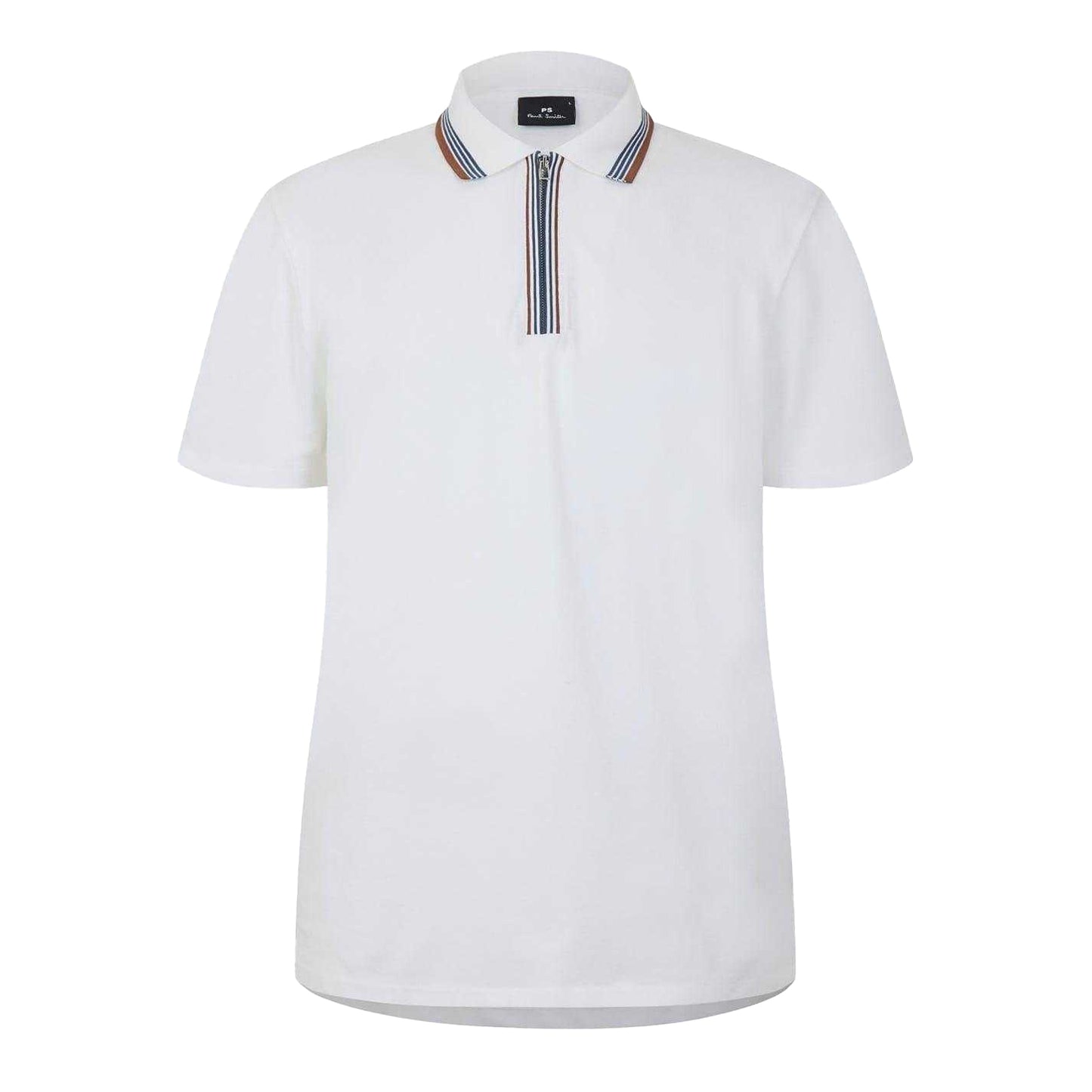 White - Front - Paul Smith Mens Quarter Zip Polo Shirt
