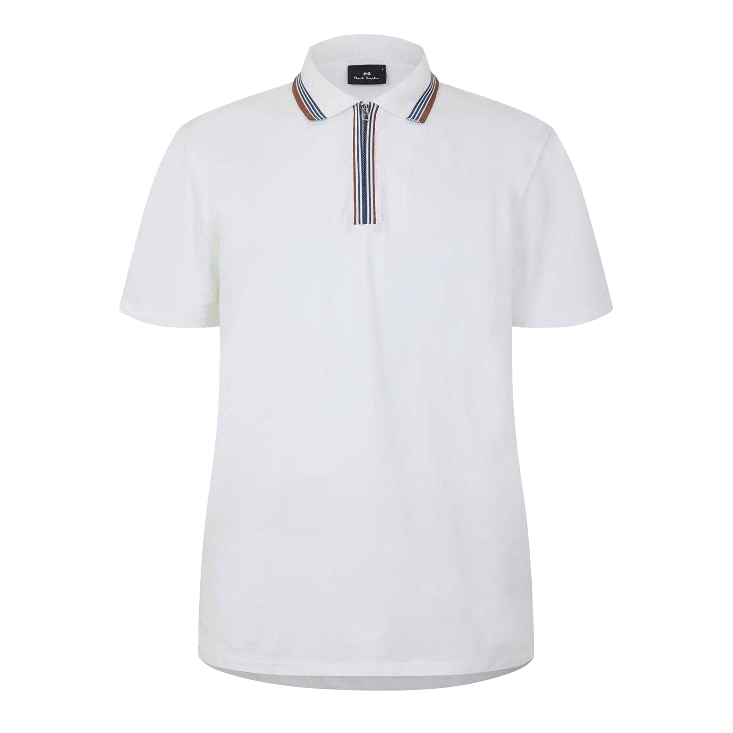 White - Front - Paul Smith Mens Quarter Zip Polo Shirt