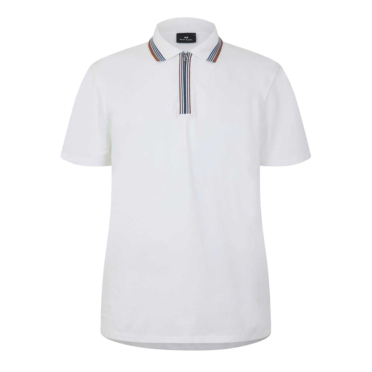 White - Front - Paul Smith Mens Quarter Zip Polo Shirt