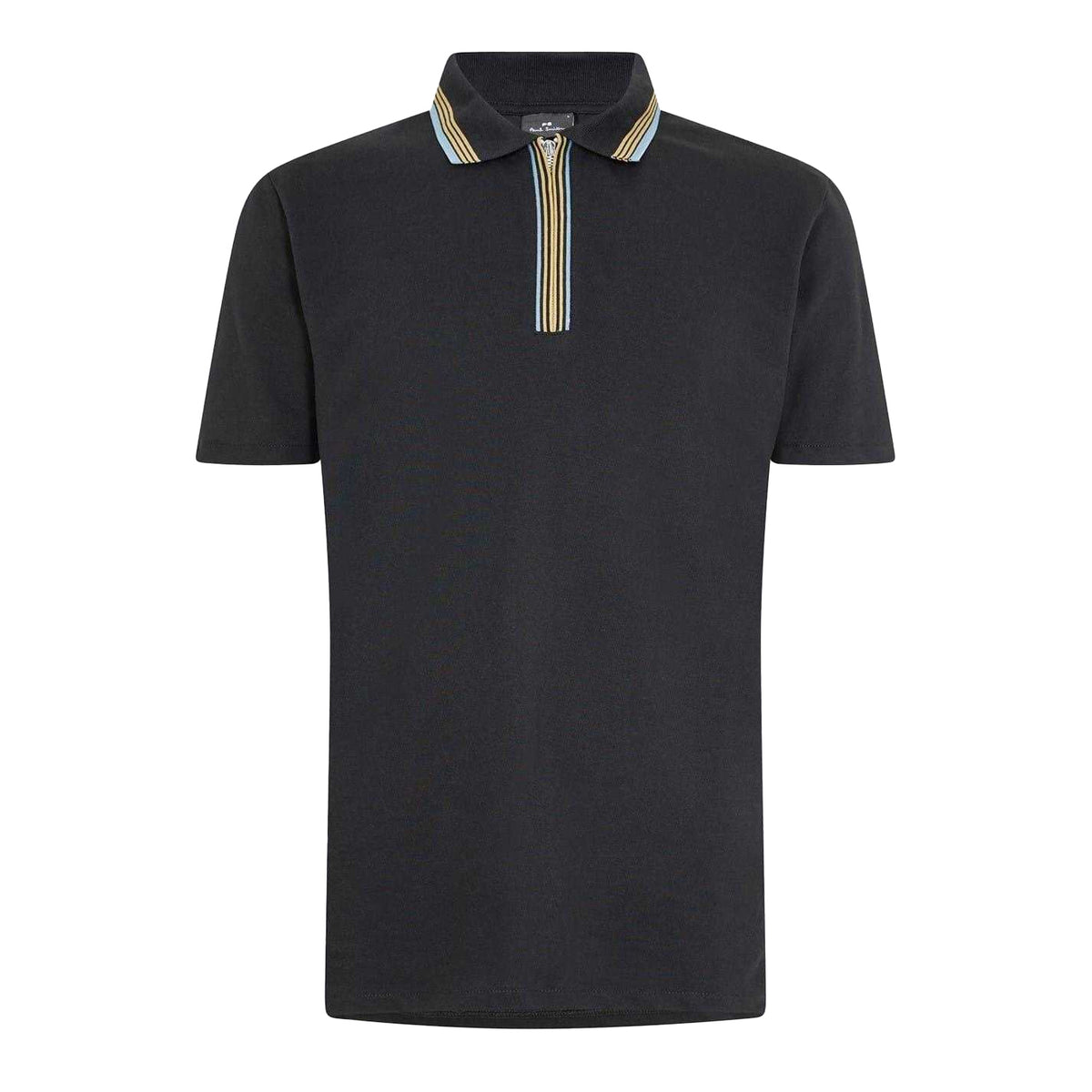Black - Front - Paul Smith Mens Quarter Zip Polo Shirt