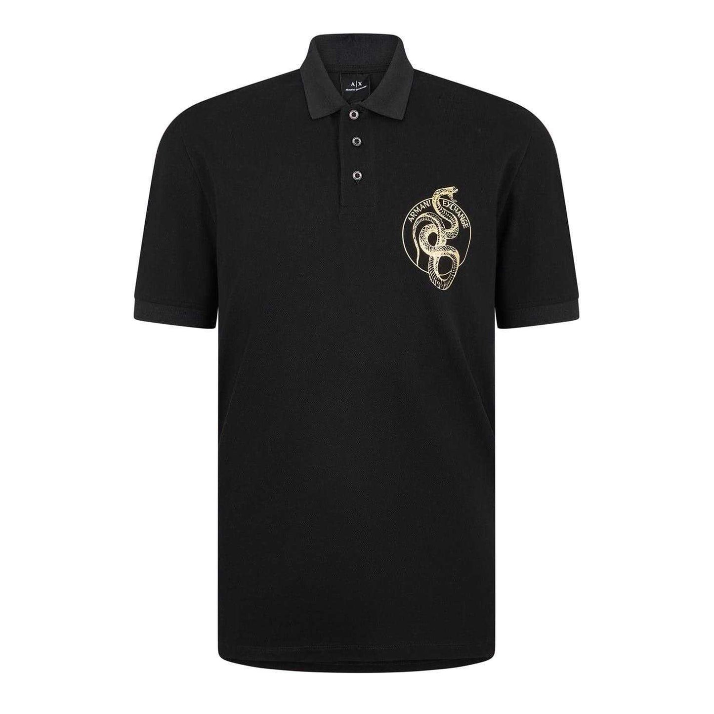 Black - Front - Armani Exchange Mens Snake Polo Shirt
