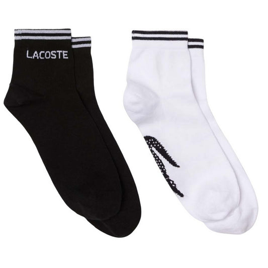 Black-White - Front - Lacoste Unisex Adult Low Sports Socks (Pack of 2)