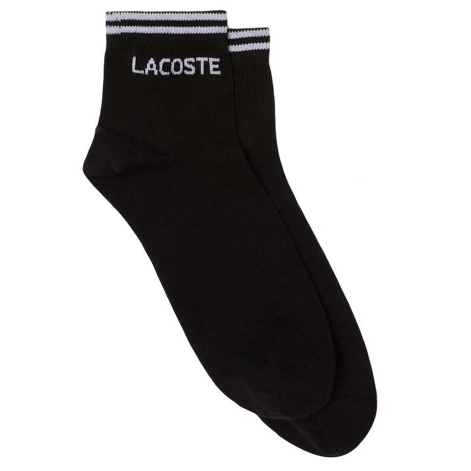 Black-White - Back - Lacoste Unisex Adult Low Sports Socks (Pack of 2)