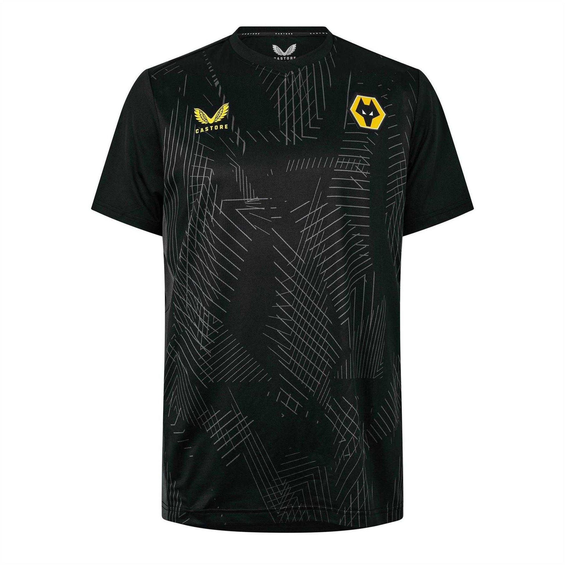 Caviar-Ebony - Front - Castore Mens 2023-2024 Wolves Match T-Shirt