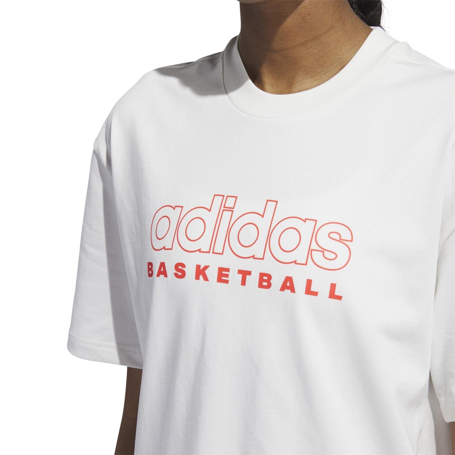 Cloud White - Side - Adidas Womens-Ladies Logo Basketball T-Shirt